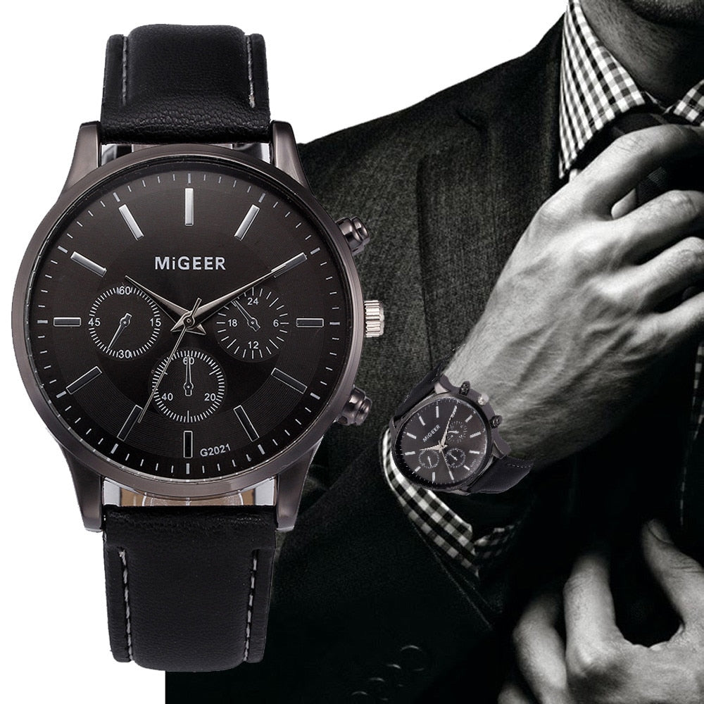 Relogio Retro Design Leather Band