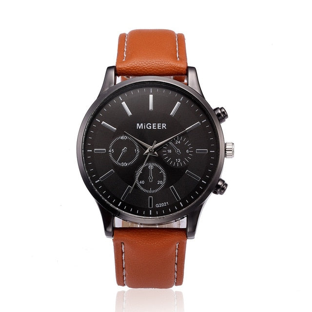 Relogio Retro Design Leather Band